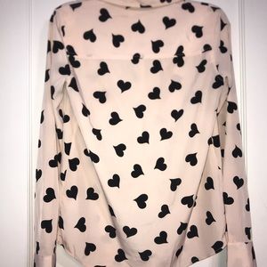 Pink button down w hearts